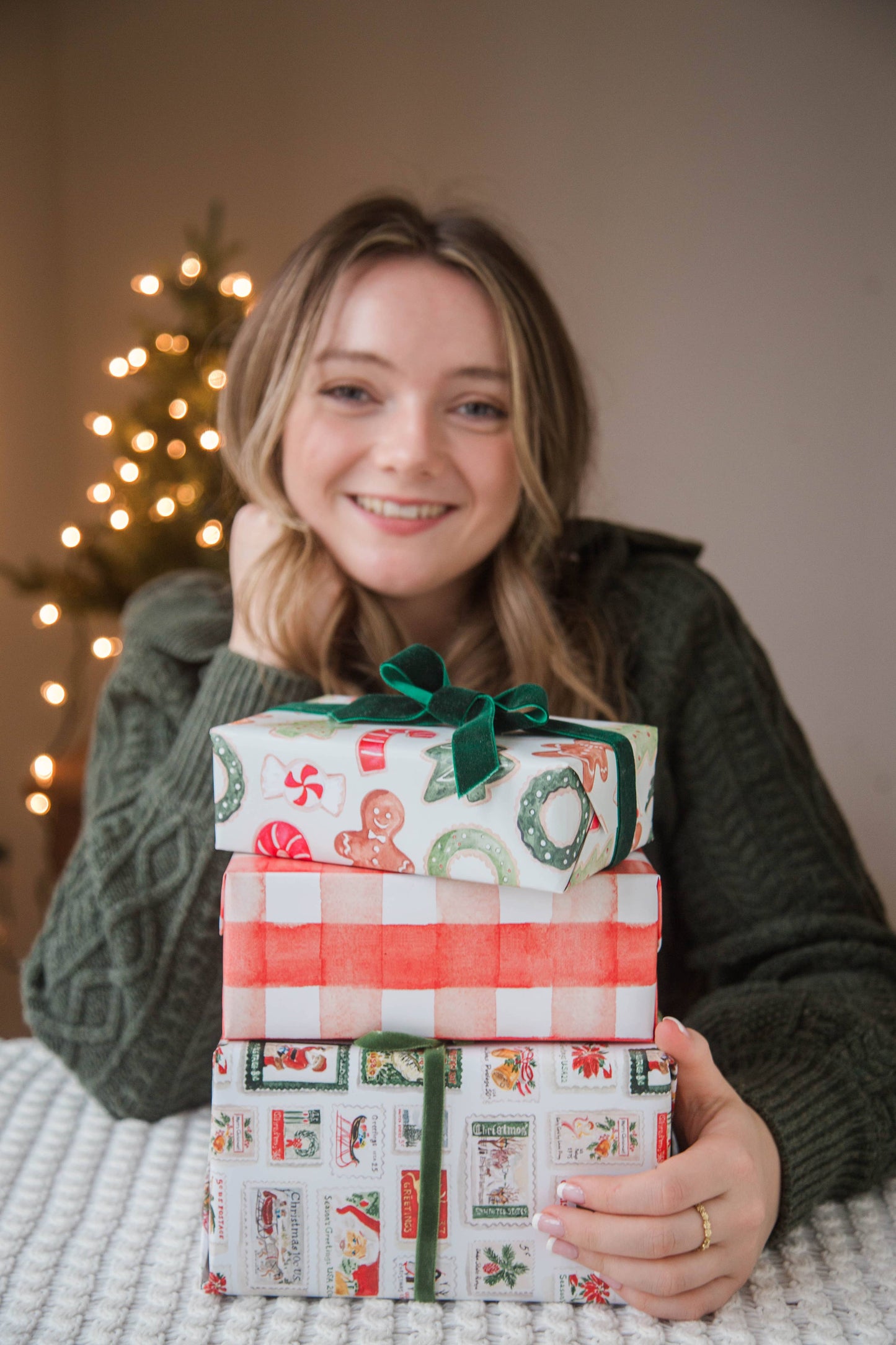 Vintage Holiday Stamps Gift Wrap