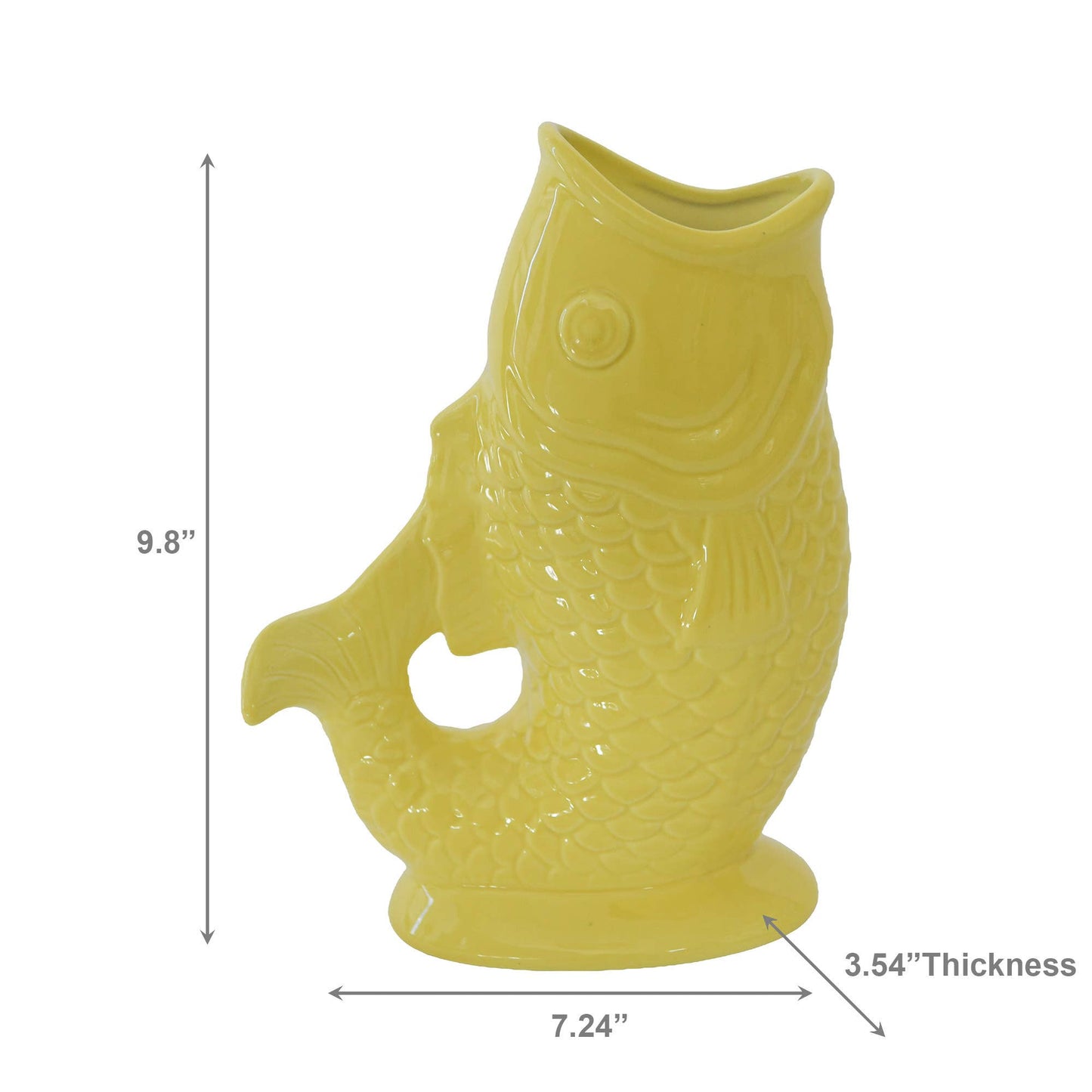 Textured Ceramic Fish Vase: Yellow