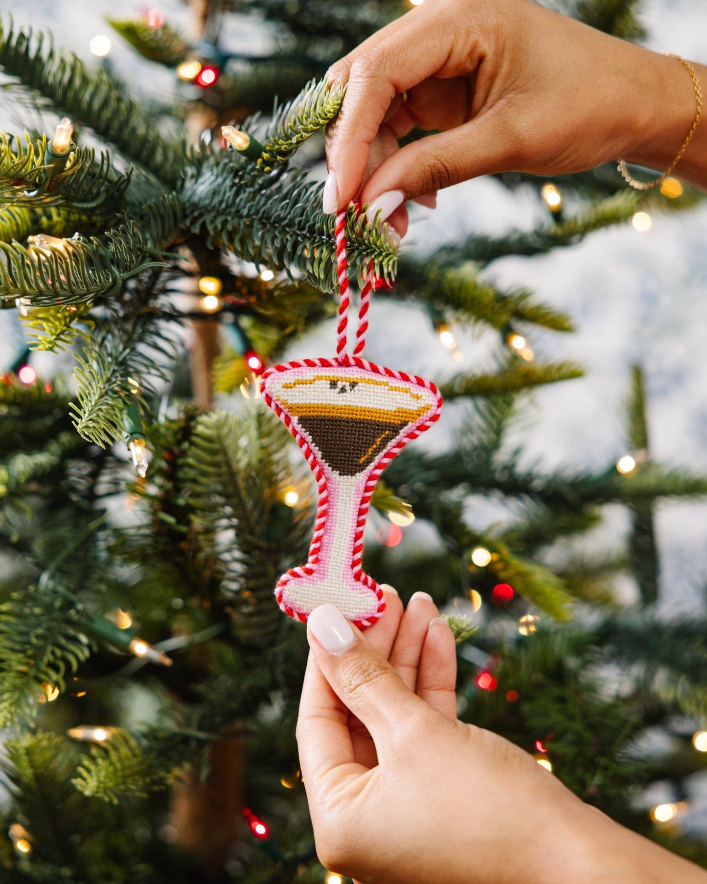 Needlepoint Icon Ornament - Espresso Martini