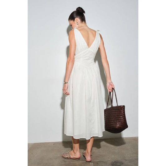 Beatrice Cotton Poplin Corset-Waist Maxi Dres
