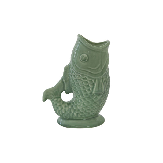 Textured Ceramic Fish Vase: Green