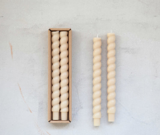 Unscented Twisted Taper Candles in Box, Set of 2