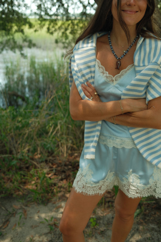 The Sara Shorts | Satin Lace Shorts
