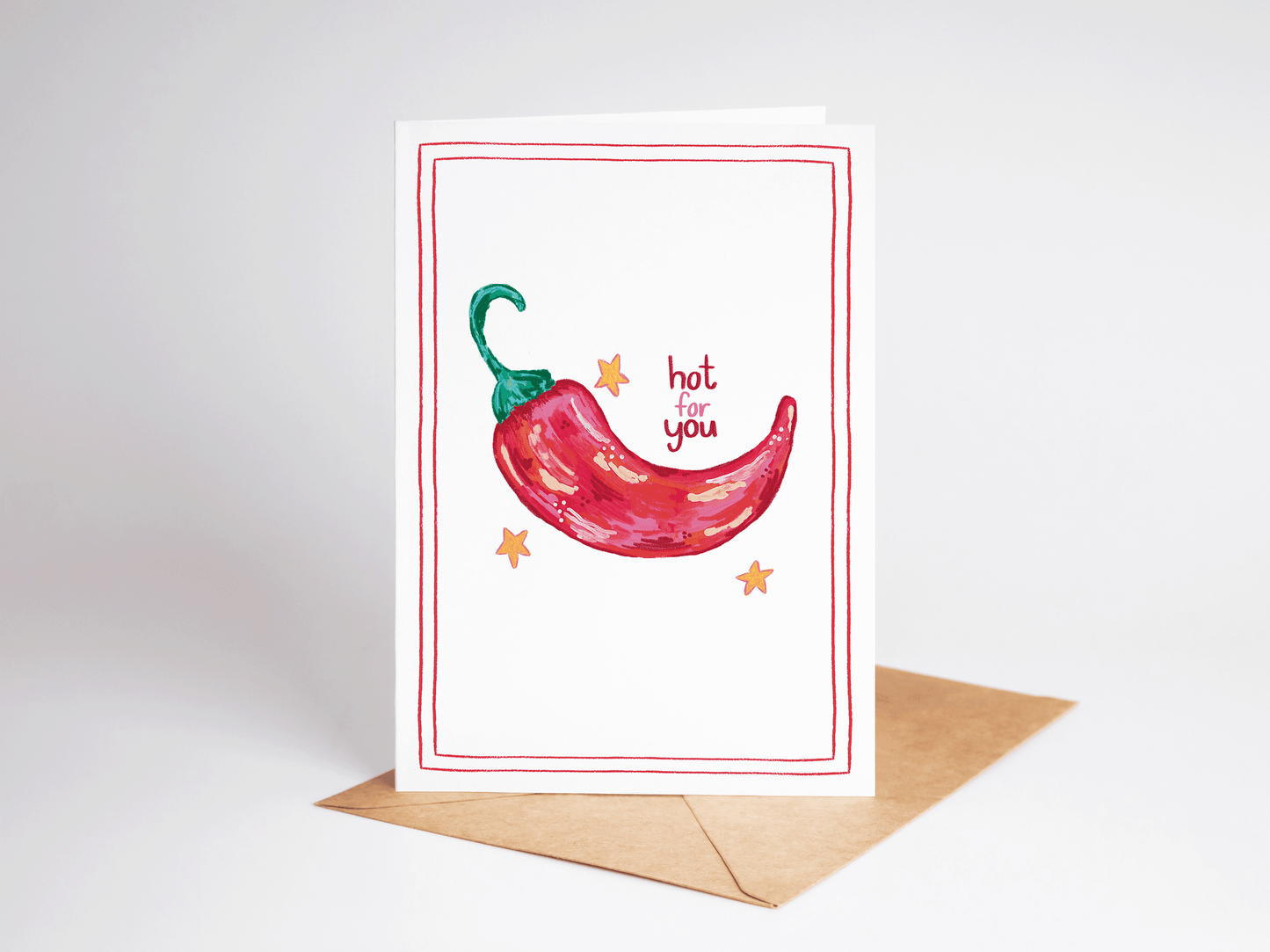 Hot for You Spicy Red Pepper Love Romance Cute Greeting Card