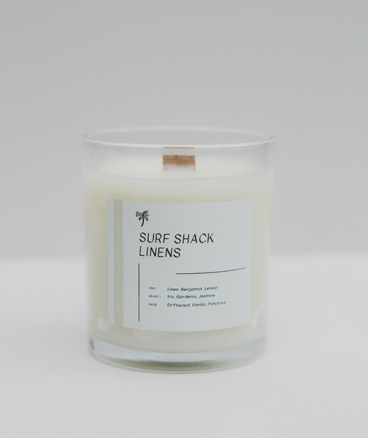 Surf Shack Linens | Luxury Coastal Wood Wick Candle
