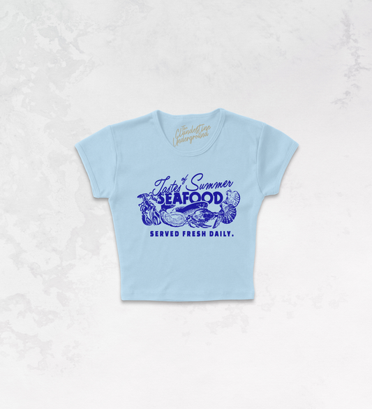 Tastes of Summer, Seafood Micro-Ribbed Baby Tee: Baby Blue / Large