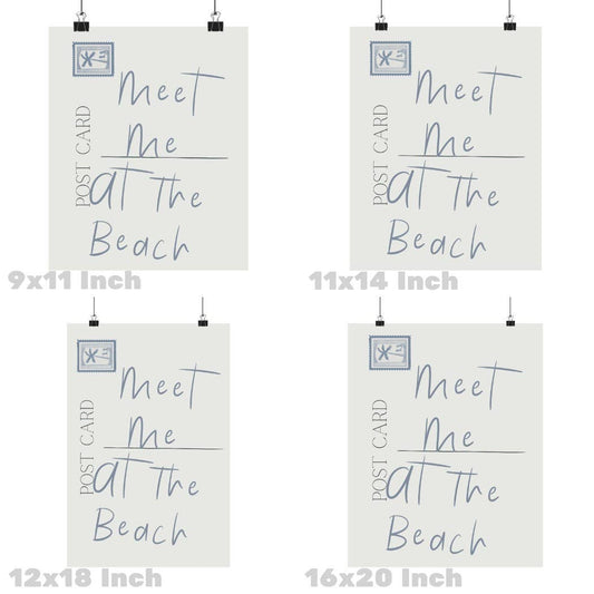 Meet Me At The Beach Coastal Stamp And Postcard Print: 9" x 11"