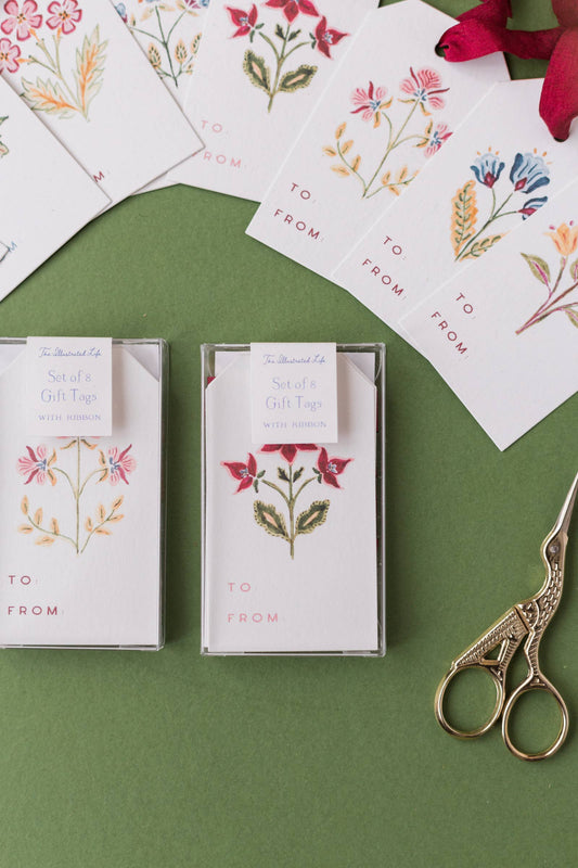 Block Print Gift Tags - Set of 8