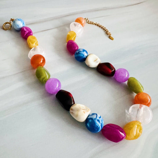 Color Pop Mixed Shape Beaded Necklace