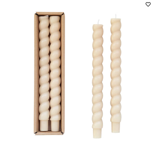 Unscented Twisted Taper Candles in Box, Set of 2