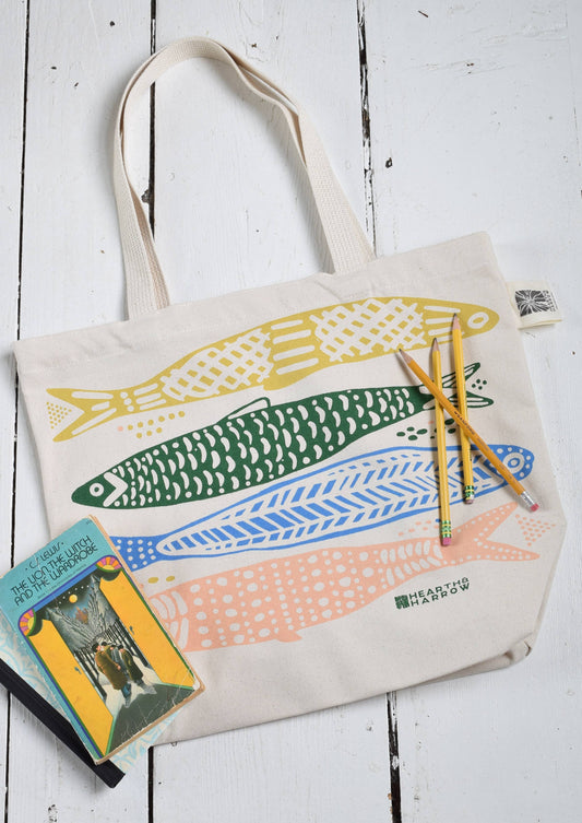 Sardine Tote Bag - 100% Cotton - Market and Beach Bag