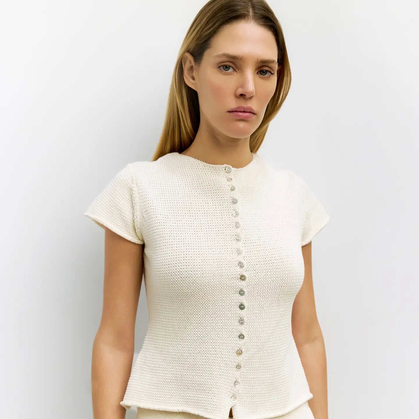 The Alana Top | Summer Knit Button-Down Top