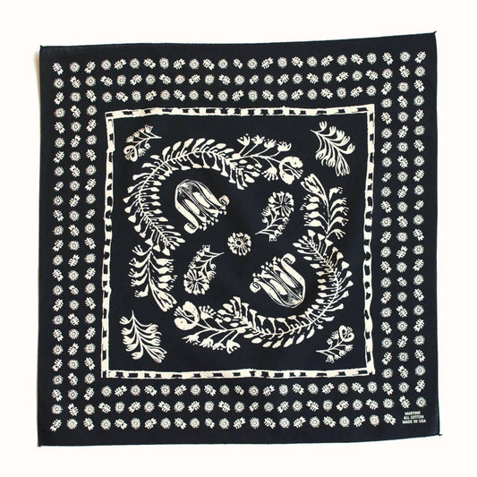Black Floral Bandana