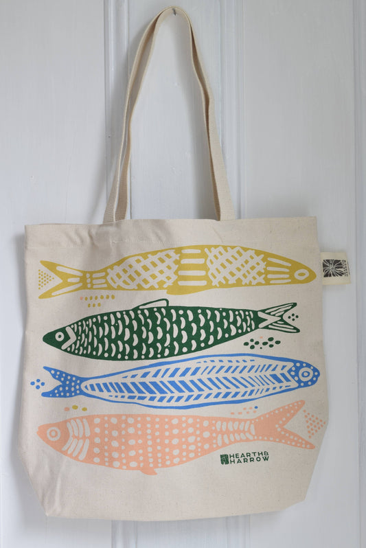 Sardine Tote Bag - 100% Cotton - Market and Beach Bag
