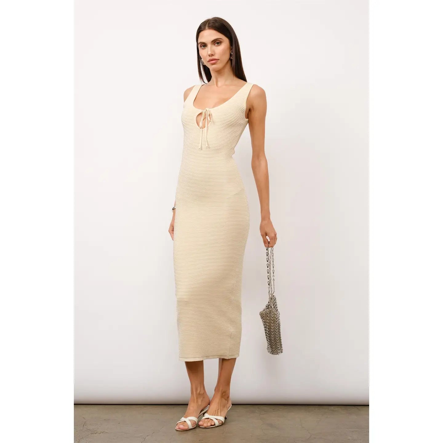 Charlotte Lux Knit Tie Front Maxi Dress