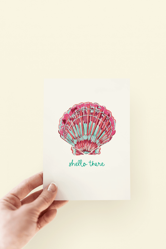 Shello There Seashell Beach Coastal Punny Greeting Card