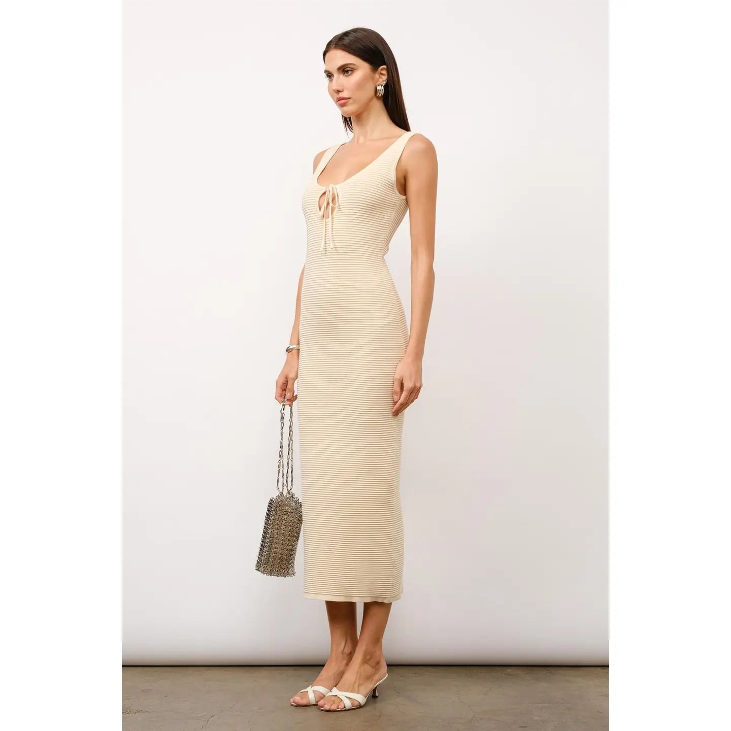 Charlotte Lux Knit Tie Front Maxi Dress
