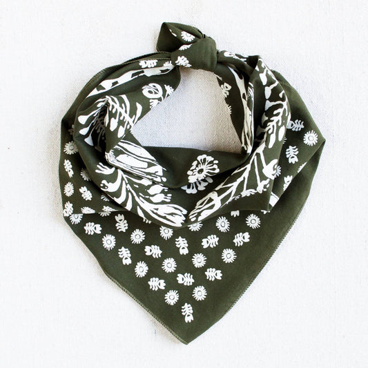 Olive Floral Bandana