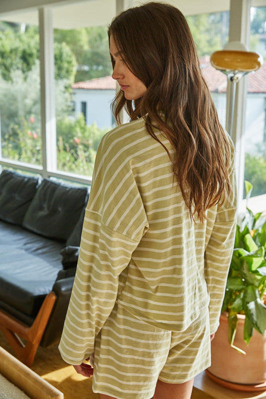 Stay In Striped Mock Top