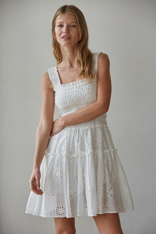 Alexie Eyelet Smocked Mini