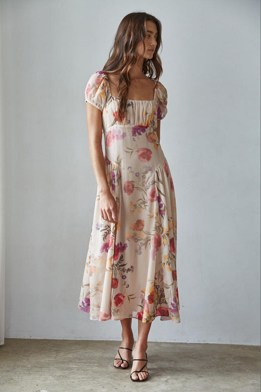 Lais Floral Square Neck Midi