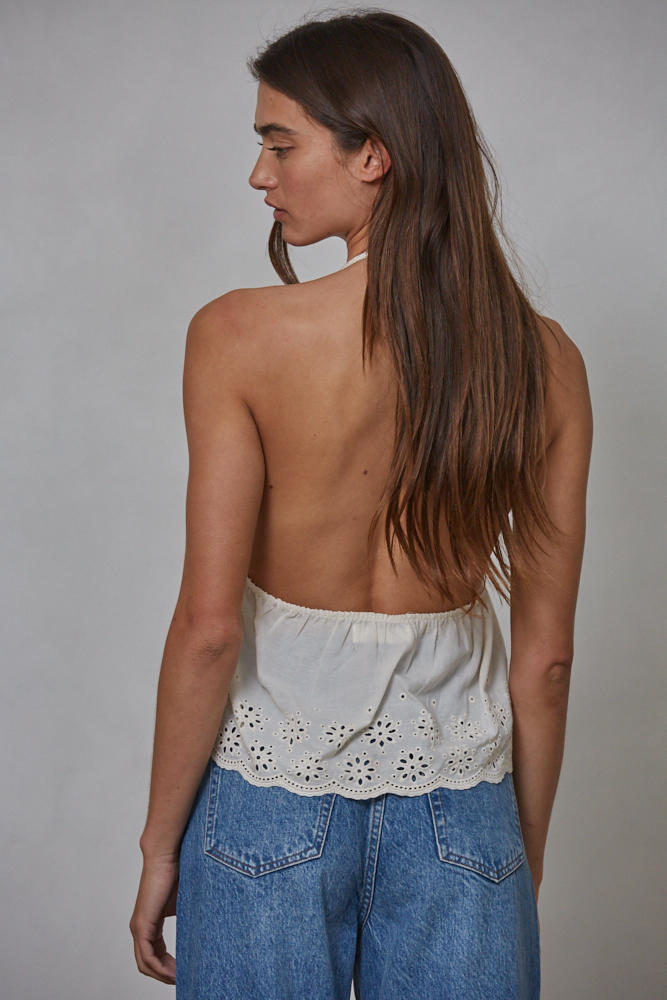 So Fine Eyelet Halter Top