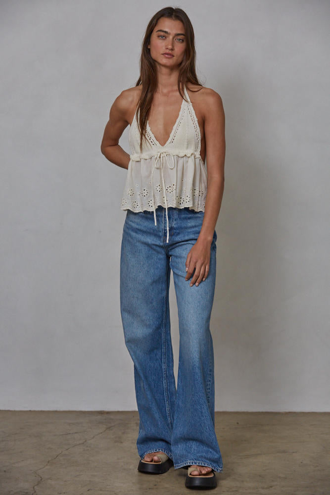So Fine Eyelet Halter Top