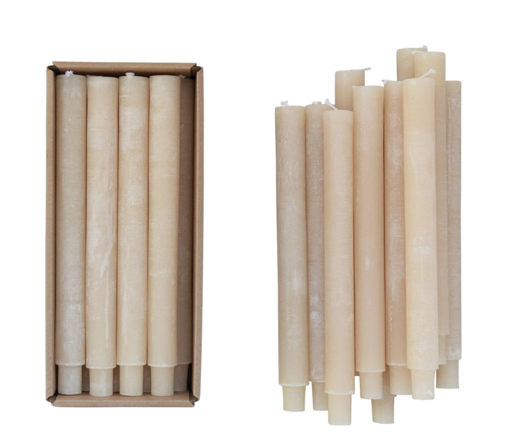 Unscented Taper Candles, powder finish, pack of 12