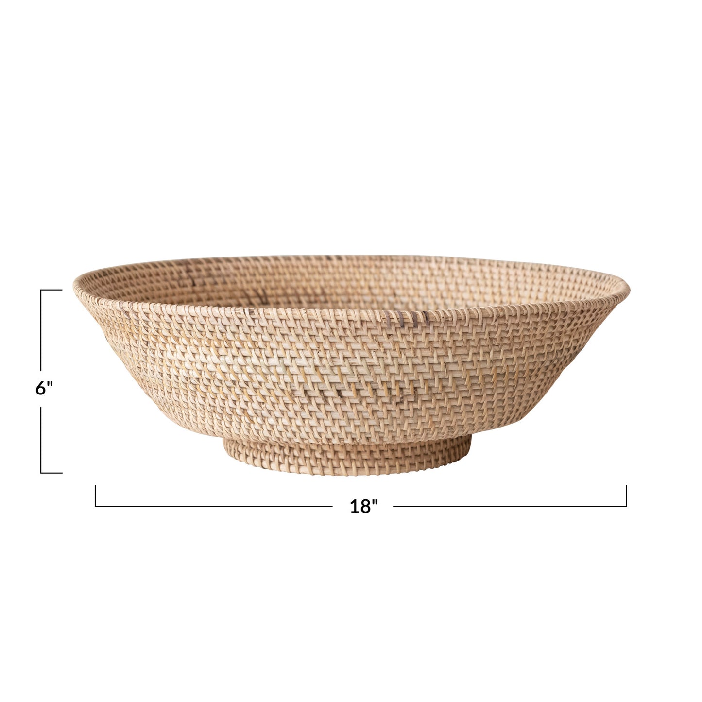 Decorative Hand-Woven Rattan Footed Bowl, Natural
