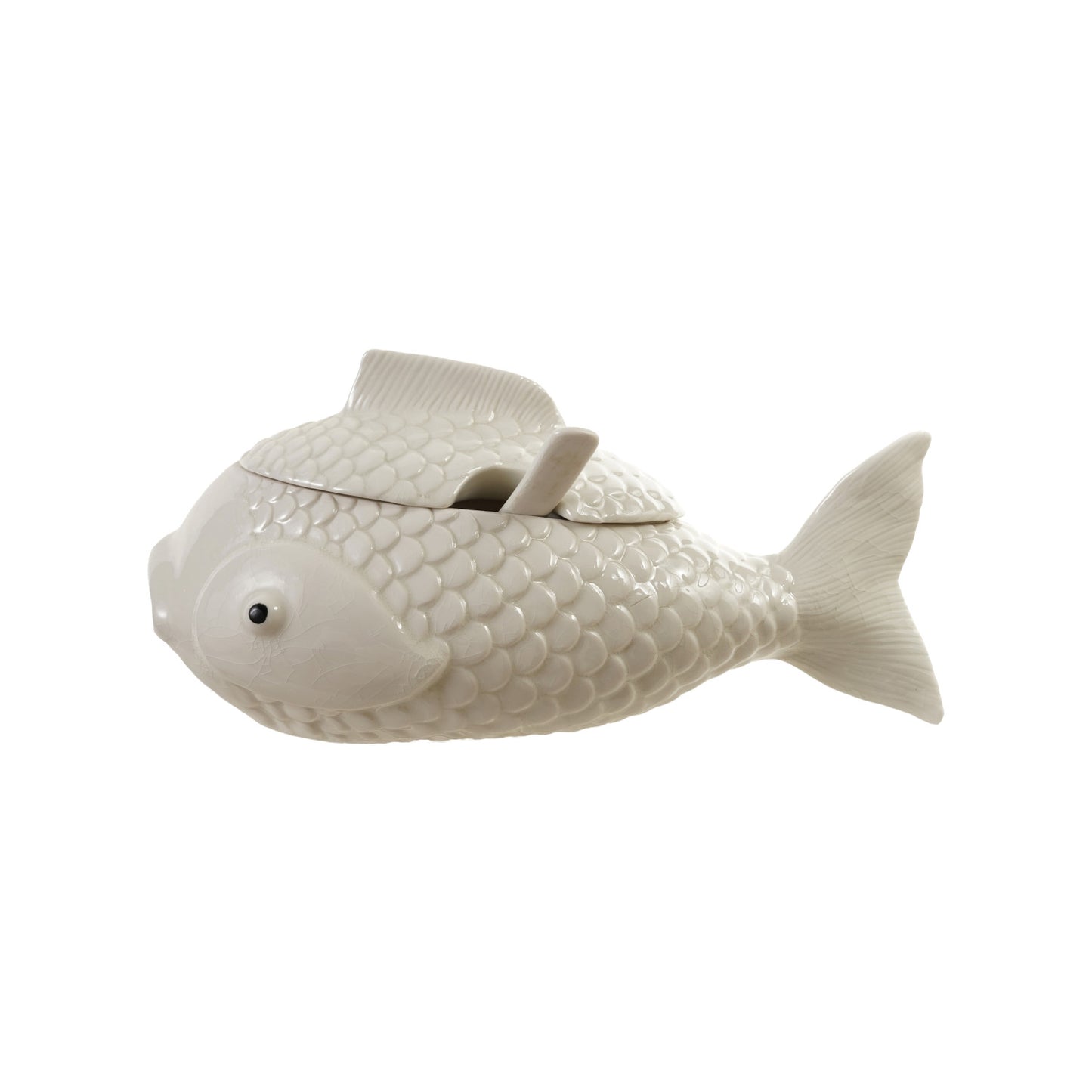 Stoneware Fish Jars with Spoons