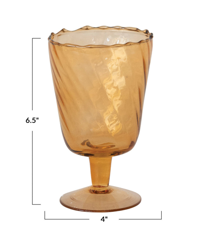 Recycled Glass Stemmed Vase/Votive Holder, Amber Color