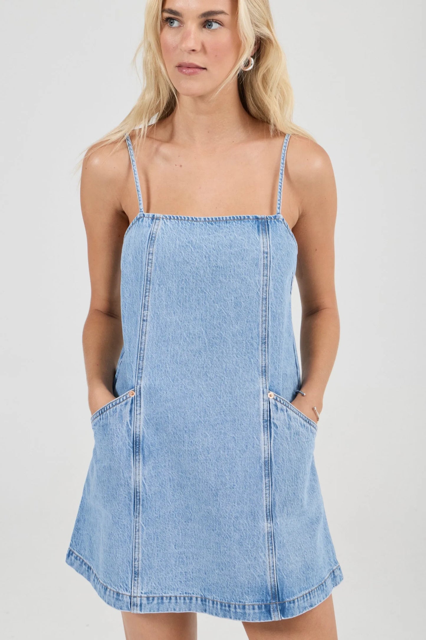 Deco Denim Cami Dress- Vintage Stone