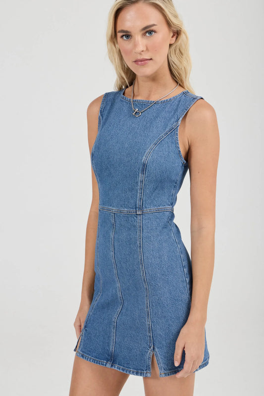 Carmen Denim Mini Dress - Canyon Stone