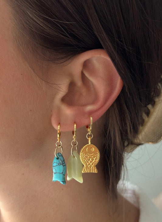 Lucky Fish Huggie Hoops