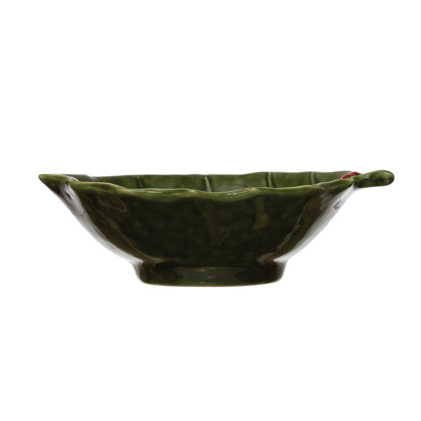Holly Leaf Bowl, Green and Red