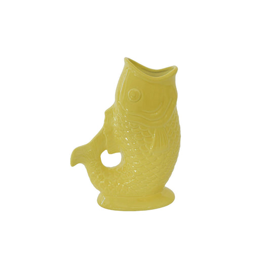 Textured Ceramic Fish Vase: Yellow