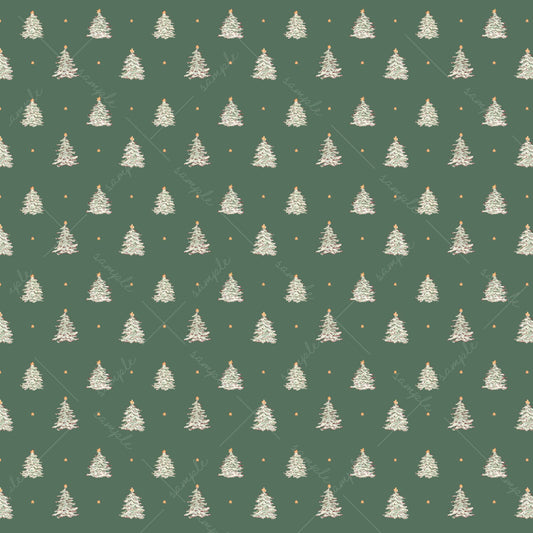 Christmas Tree Block Print Gift Wrap