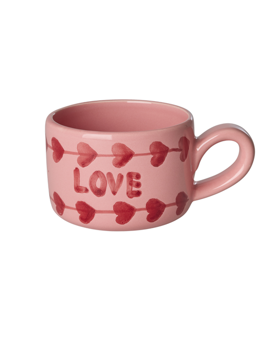 Ceramic Cappuccino Cup with Hand Painted Love - 6.7 oz