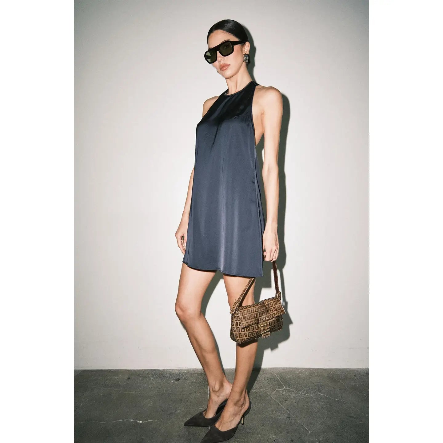 Maggie Satin Halter A-Line Mini Dress