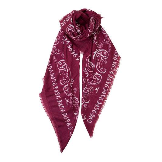 Printed XL Cashmere Bandana - Plum: Blue