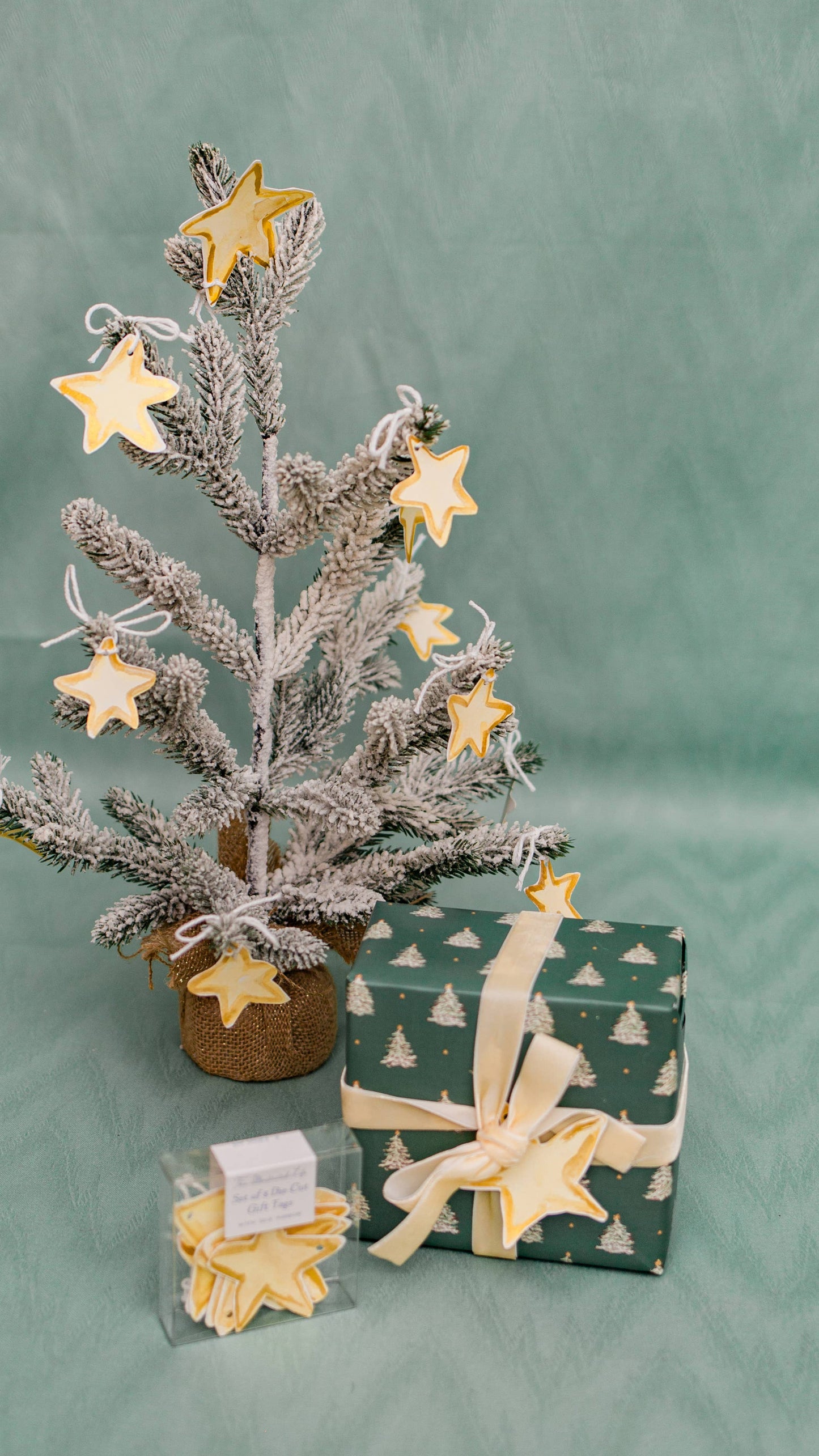 Christmas Tree Block Print Gift Wrap