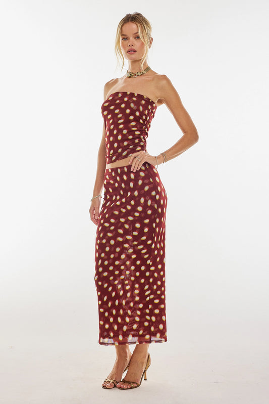 Clyde Mesh Skirt in Spice