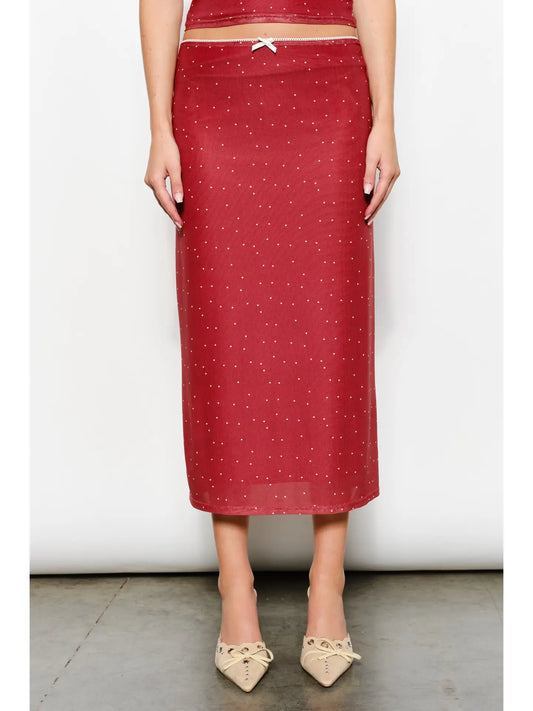Geneva Polkadot Mesh Midi Skirt