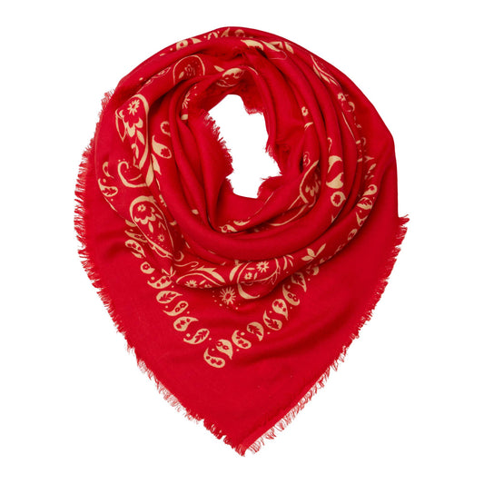 Printed XL Cashmere Bandana - Red: Blue
