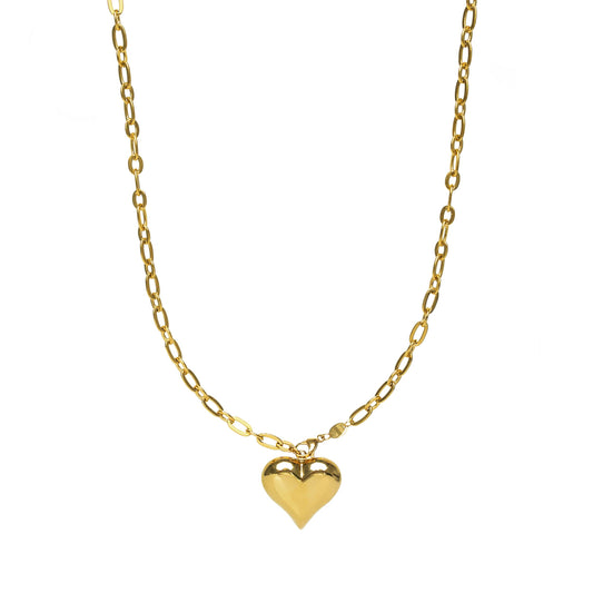 Waterproof Gold Statement Adjustable Heart Necklace