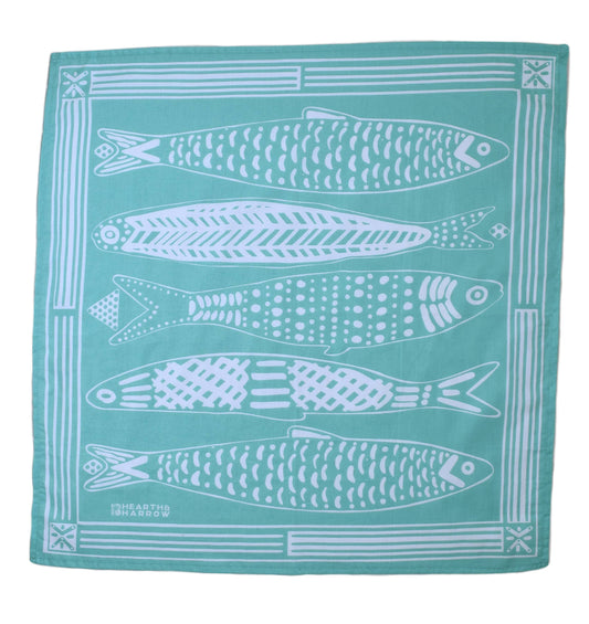 Sardine Bandana - 100% Cotton - Nautical Print - Hanky Ascot