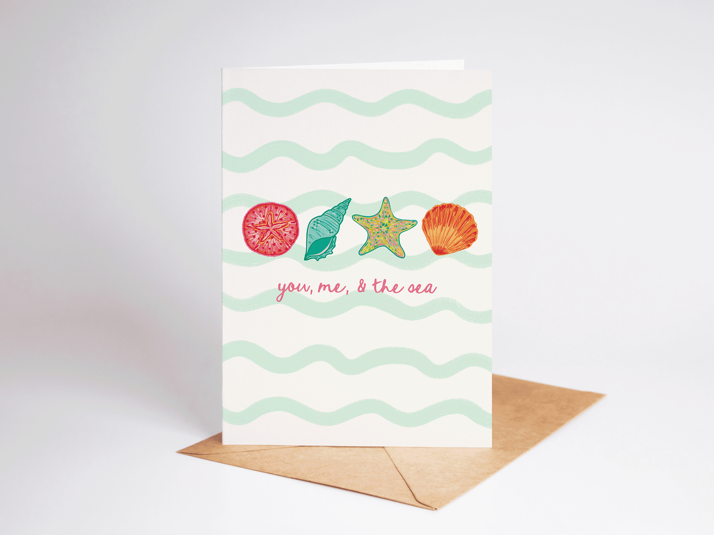 You Me & the Sea Beach Coastal Seashell Greeting Card