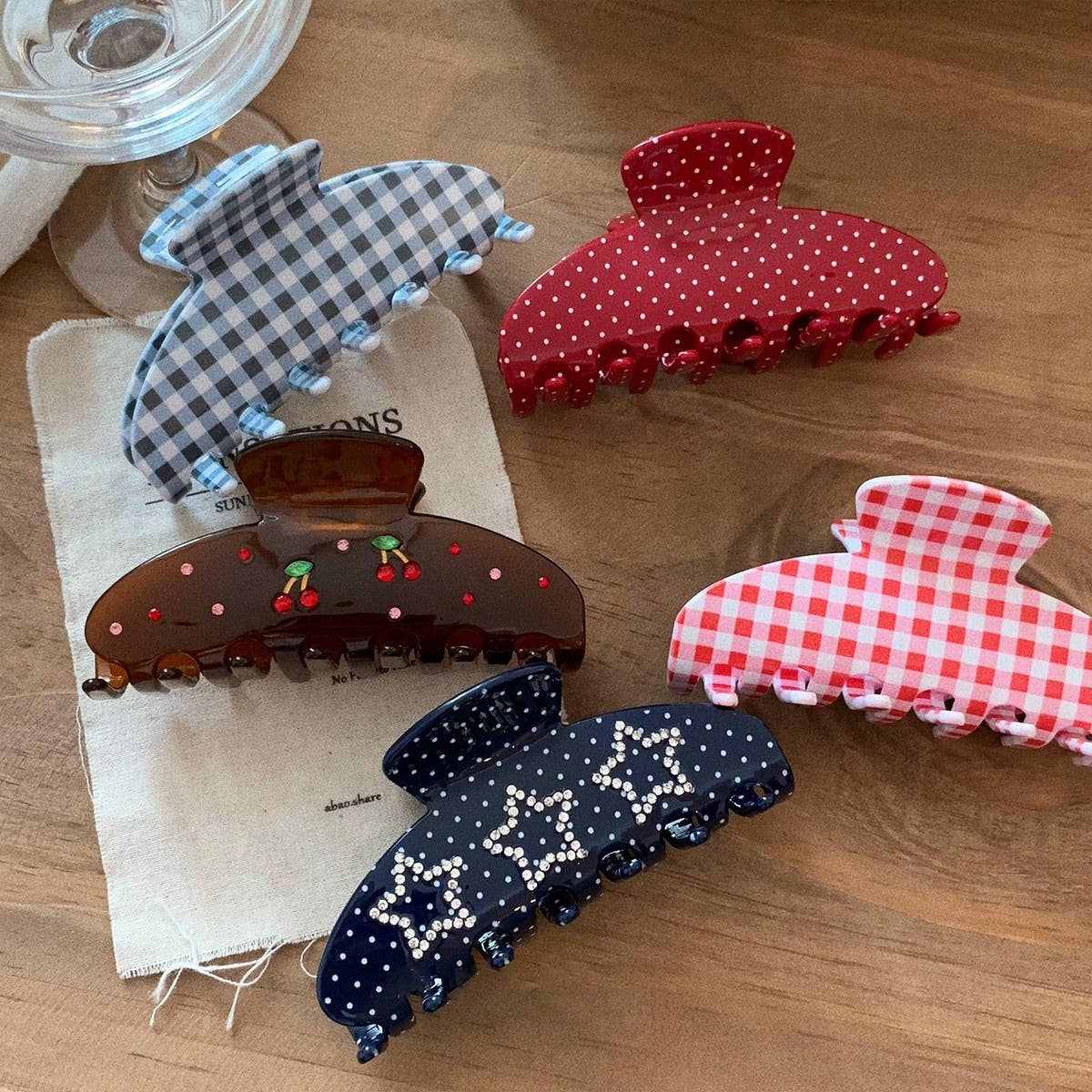 Leopard Bow Claw Clip Retro Hair Accessory: RED