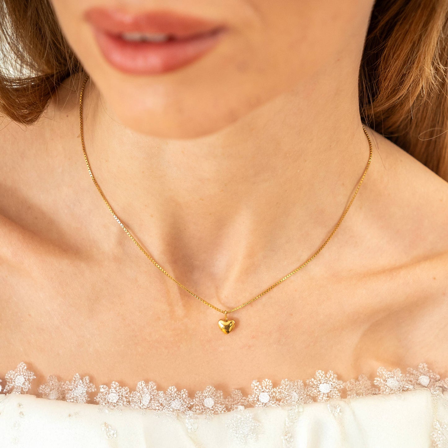 Waterproof Dainty Gold Heart Necklace