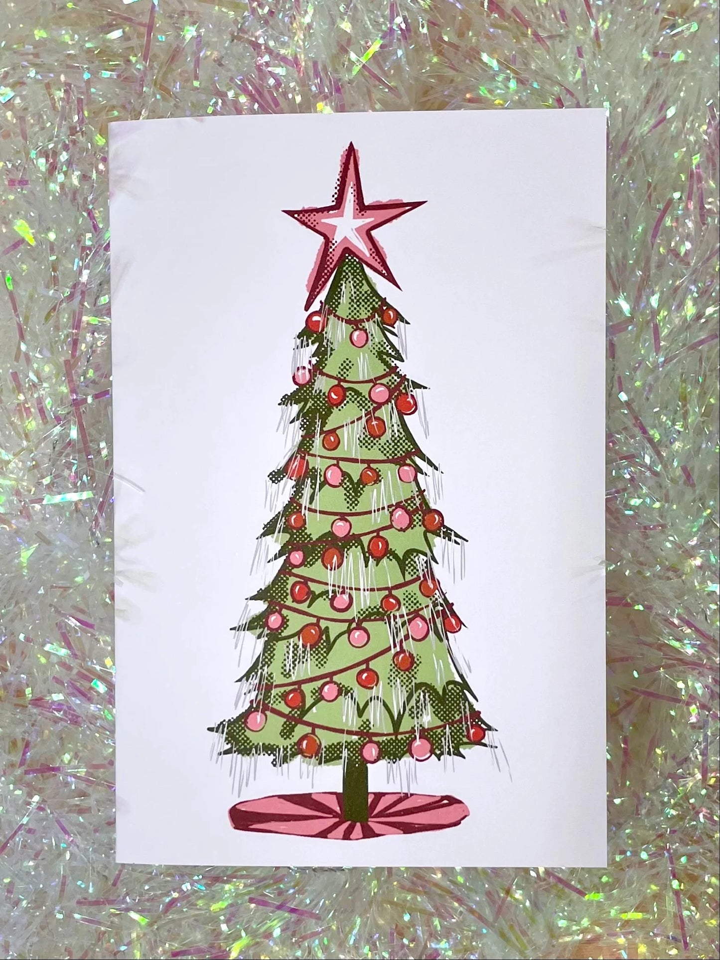 tinsel tree card